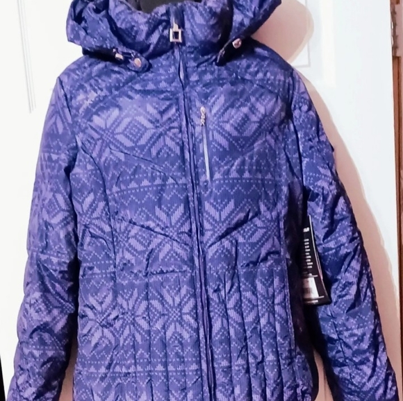 NWT! ZeroXposur Purple Synthetic Down Puffer Coat Hooded Zip Jacket Womens M - Picture 1 of 9
